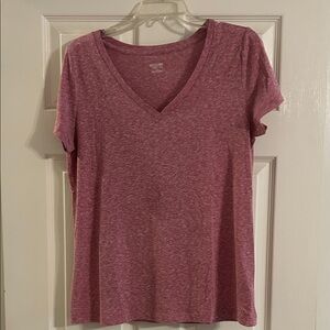 Mossimo Supply Co. Pink Heathered V-Neck Tee